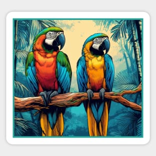 Exotic Colorful Macaws Sticker